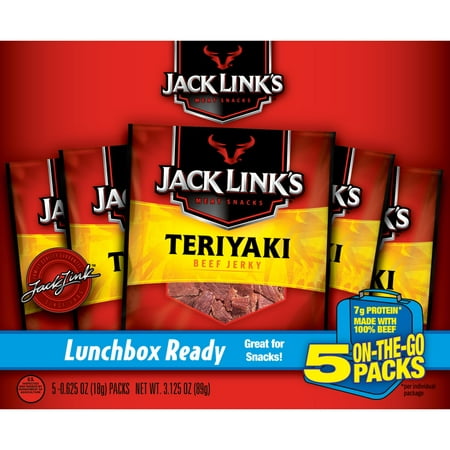 Jack Link's Teriyaki Beef Jerky, 0.625 Oz., 5 (Best Low Sugar Jerky)
