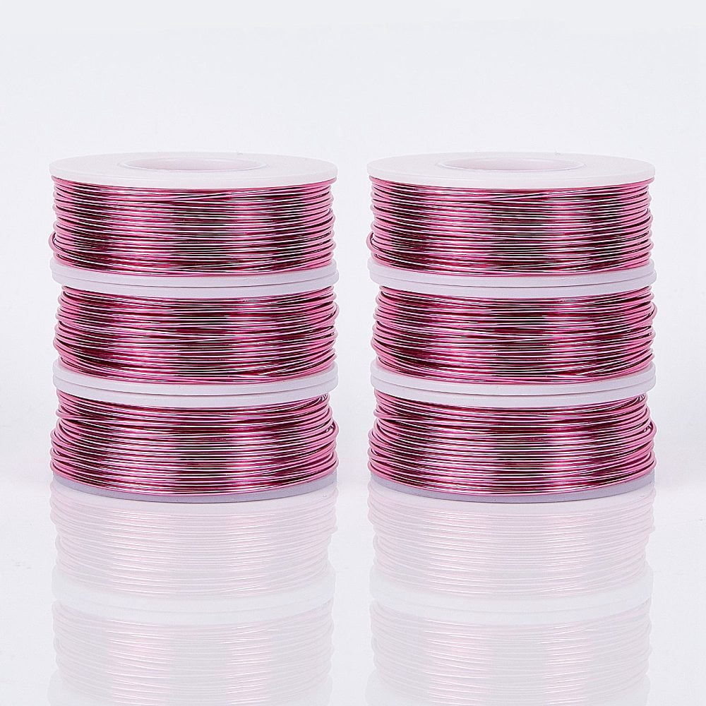 1 Set DIY Jewelry Kits with Aluminum Wire and Iron Side Cutting Pliers Hot Pink 1mm about 23m/roll 6rolls/set