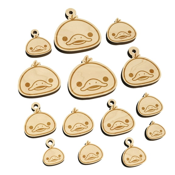 Happy Duckling Head Wood Mini Charms Shapes DIY Craft Jewelry - With Hole - Various Sizes (16pcs)
