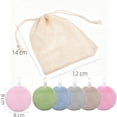 thumbnail image 2 of Multicolor Makeup Remover Pads 6 Pcs, Beige Cotton Mesh Bag 1Pcs, Reusable Soft Coral Fleece Facial Cleansing Rounds, Washable for Home Travel Salon, 2 of 6
