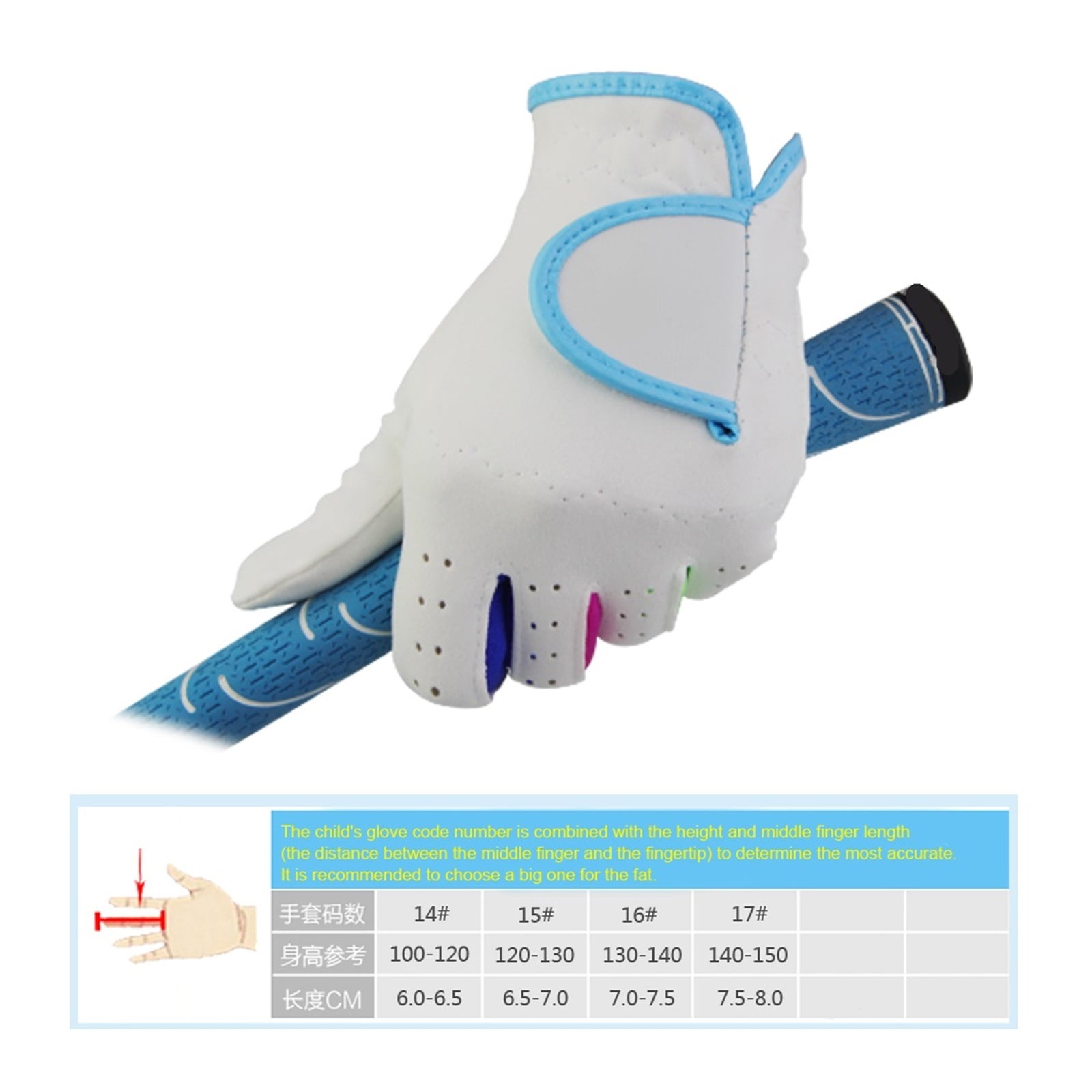1Pair Child Golf Gloves, for Kids Youth Junior , Microfiber Cloth Gloves