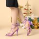 thumbnail image 2 of De mujer Tacones con tiras Con Cordones Tacón de aguja Sandalias Lavanda 39, 2 of 6