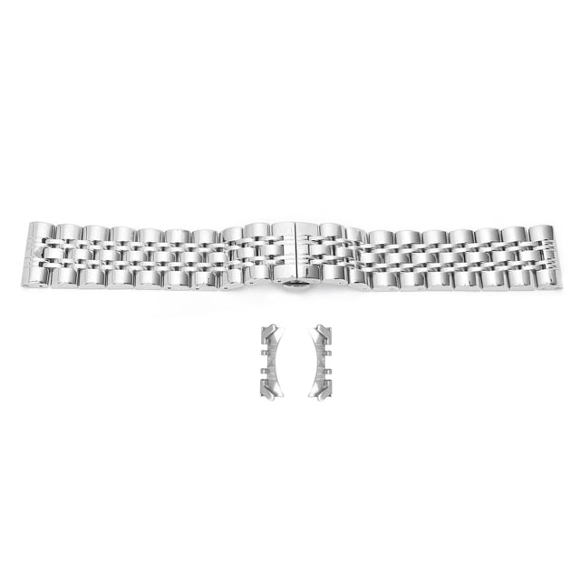 Stainless Steel Watch Band Silver Solid Adjustable Butterfly Clasp Replacement Watchband24mm