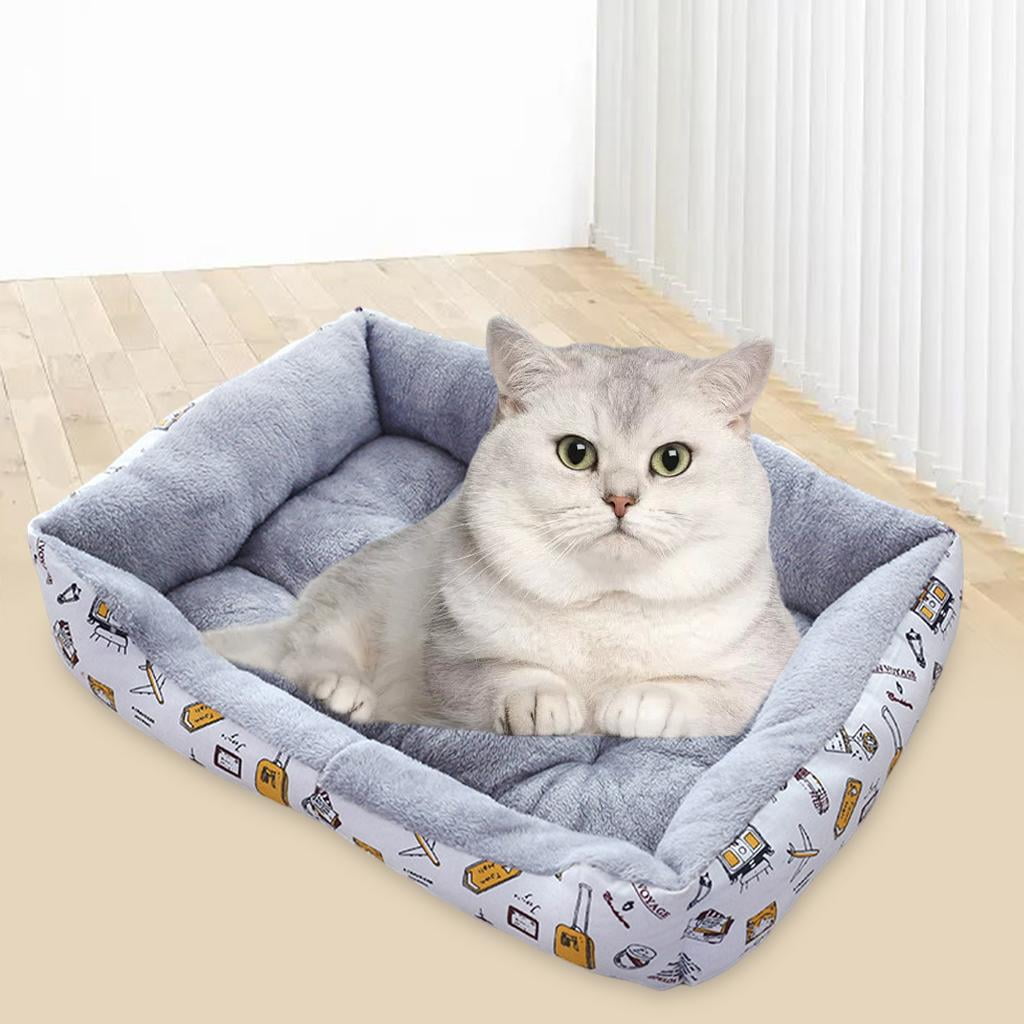 Cat Beds for Indoor Outdoor Small Dog Bed Self Warming Cat Beds Mat Warm Pet Pad Portable Cat Dog Mattress for Medium Small Pets Grey L