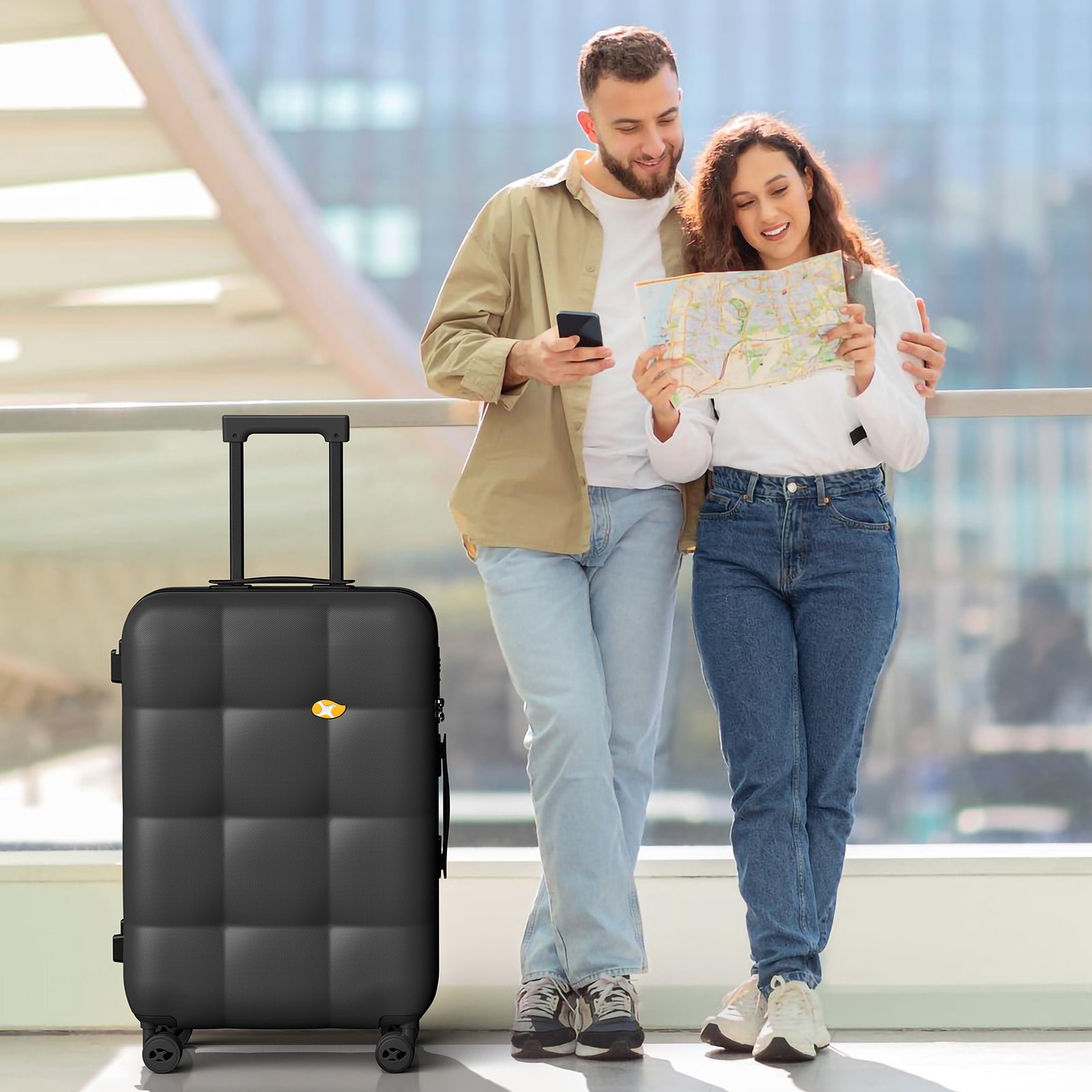 MGB Hardside 20“ Carry On Luggage with Spinner Wheels & Built-in TSA Lock, Durable Suitcase Rolling Luggage with Scratch-Resistant Surface, Carry-On 20-Inch Black