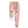 thumbnail image 1 of Gibobby pantalones de yoga Mujer estampado navideño Otoño Invierno terciopelo bolsillos cálidos cintura elástica pierna deportes pantalones casuales (Rosa, S), 1 of 4
