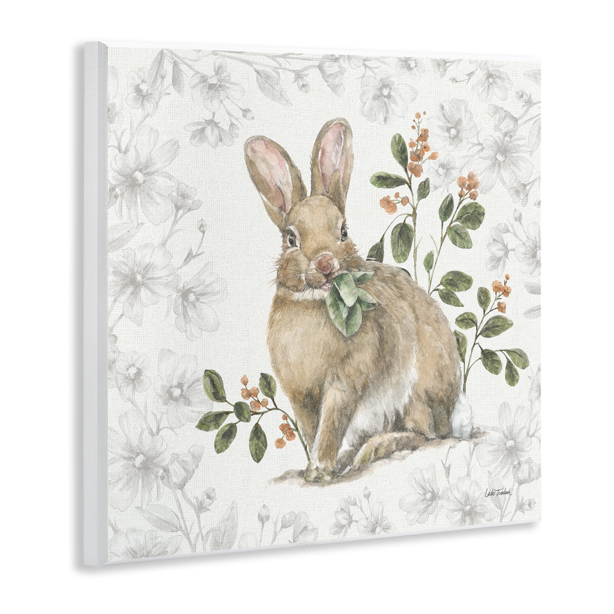Stupell Industries Floral Garden Bunny Animals & Insects Painting Unframed Art Print Wall Art, 12 x 12