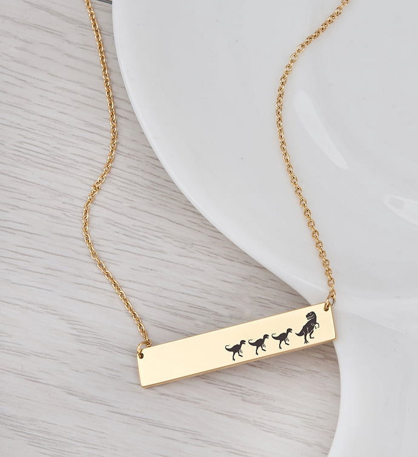 Custom Birthday Day Mamasaurus Bar Necklace, Gold Mamasaurus Mom and Baby Bar Necklace, Engravable Bar Necklace, Mom to Be Birthday Day Bar Necklace Personalized Jewelry for Mom