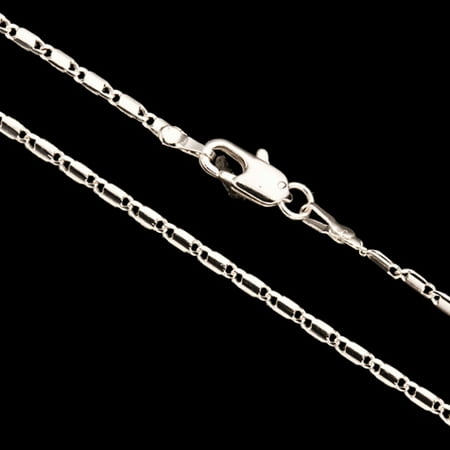 Silver Lock Chain Necklace With Lobster Claw Clasp 16Inch Silver Plated Brass 2mm Chain Width Sold per pkg of 1pcs