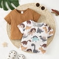 thumbnail image 3 of Dinosaur Print Short Sleeve Tops+Solid Color Casual Tee Baby Boys 2Pcs Summer Clothes Size:6M-3Y, 3 of 7