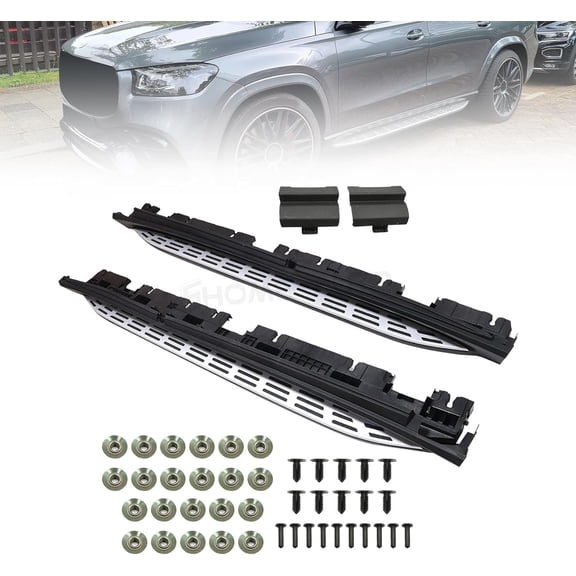 2PCS Running Boards Left   Right Side Step For Mercedes Benz GLS X167 2020-2024, Aluminum Alloy Construction, Non-Slip Surface.