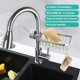 thumbnail image 2 of Soporte de esponja sobre grifo Fregadero de cocina Grifo colgante desmontable de acero inoxidable Rejilla de drenaje para baño, fregadores, jabón, cromo, 2 of 5
