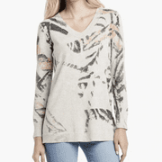 Nic+Zoe Foothill V-Neck Cotton Sweater in Ivory, Size S