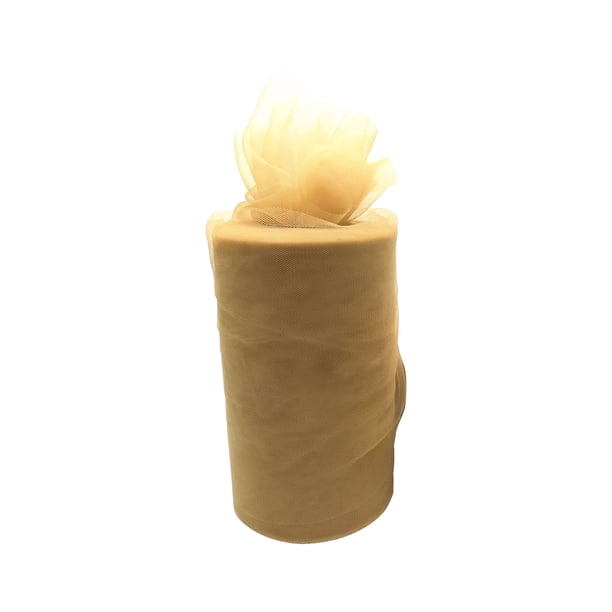 Injueey Decoraciones para fiesta de boda, bobina de tul fácil de limpiar, bobina de tul para muñeca de rollo blanco de boda DIY Tela de costura y artesanía oro