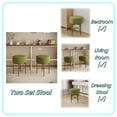 thumbnail image 3 of 2 pcs Round Cushioned Vanity Stool, Linen Upholstered Vanity Stool for Makeup Room, Modern Soft Stool for Bar and Dining, Ottoman Footrest Stool with Metal Legs for Living Room, Bedroom(Matcha Green), 3 of 10