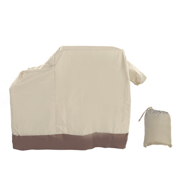 Funda de tela Oxford de primera calidad para parrilla, revestida en plata 420D, impermeable y a prueba de polvo, 104 x 68,5 x 124 cm, beige/marrón, refugio para barbacoa al aire libre.