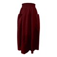 thumbnail image 4 of Dpytoraw High Waist A Line Midi Skirt Color Block Design Elegant Flared Hem Perfect For Casual And Formal Occasions Stretchy Denim Skirt with Pockets Red, 4 of 5