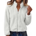 thumbnail image 3 of UDAUDU Womens Sherpa Jacket Fuzzy Full Zip High Neck Long Sleeve Coat Lightweight Fall Winter Fashion Teddy Outwear with Pocket L, 3 of 6