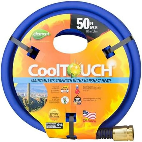 Element CoolTOUCH Hot Climate Garden Hose, 50’ Length, 5/8” Diameter, Blue$$Garden &