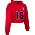 thumbnail image 3 of Women's USWNT Cropped Hoodie, Alex Morgan #13, Red (L), 3 of 5