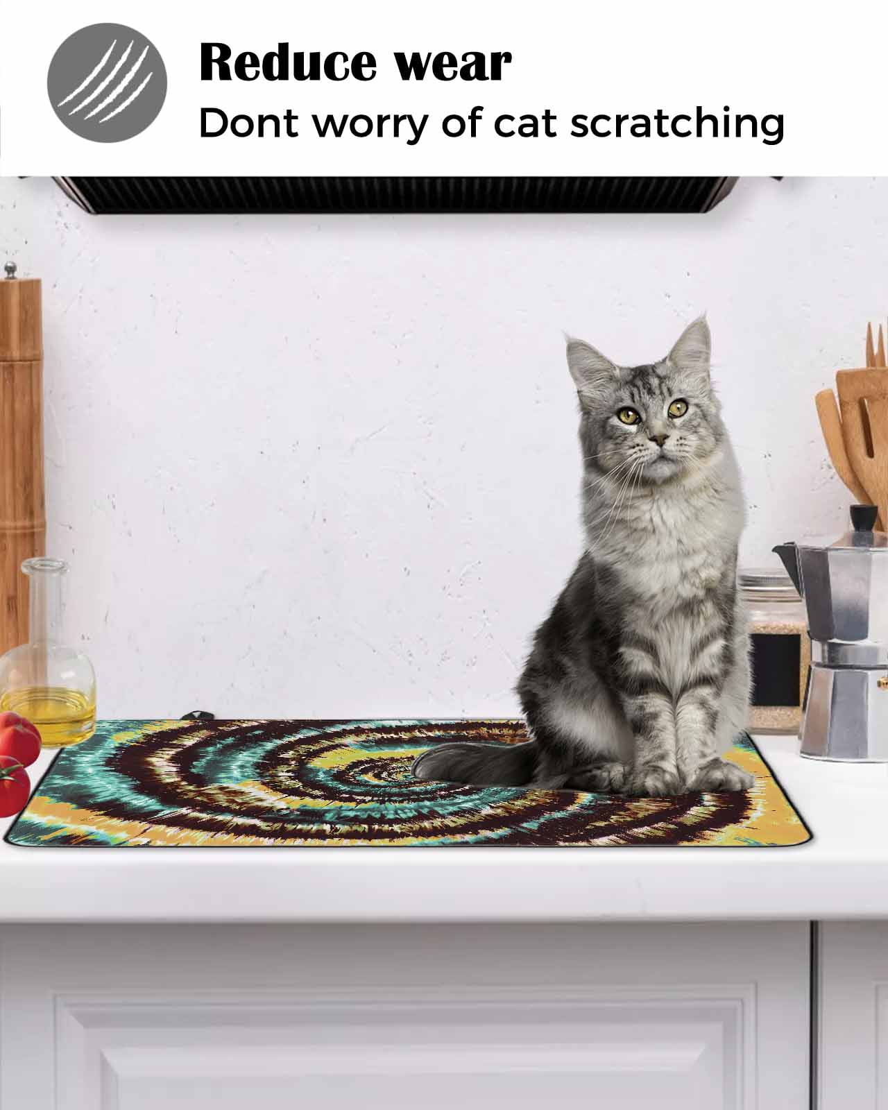 nqOlkjepod Large Induction Cooktop Protector Mat 36"x21", Abstract Art Stove Top Covers for Electric Stove, Colorful Ethnic Geometric Modern Decorative Stove Burner Cover Mats, Glass Top Stove Cover
