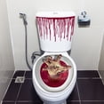 thumbnail image 3 of Paquete de 2 fundas para asiento de inodoro de Halloween, calcomanía 3D de terror para decoración del hogar con temática de Halloween (calavera y manos sangrientas), pegatina decorativa de pared para, 3 of 5