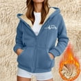 thumbnail image 2 of idosla Womens Fleece Lined Zip Up Hoodie Thermal Warm Sherpa Pullover Sweatshirts Love Heart Print Sweaters Cute Tops (Blue, 5XL), 2 of 7