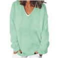 thumbnail image 2 of EOYWHK Long Sleeve Sweaters for Women Plus Size Lounge Tops Soft Knit Cozy V Neck Warm Fall Winter Pullover Tops ,S-5XL, 2 of 5