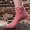 thumbnail image 4 of Sonducket 1 par de calcetines de mujer, calcetines decorativos de algodón con lazo en los tobillos, calentador de pies informal de Color sólido, Medias Rosado Sonducket AP013614-04, 4 of 6