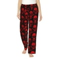 thumbnail image 2 of Picia Red Skulls Womens Soft Woven Cotton Elastic Waistband Sleep Pajama Pant Lounge Sleep Pant With Pockets And Drawstring-Large, 2 of 9