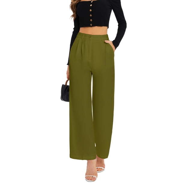Pantalones anchos FUNYYZO pantalones de negocios de cintura alta para mujer