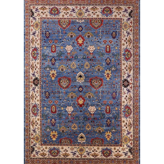 Ahgly Company Indoor Rectangle Mid-Century Modern Maroon Purple Oriental Area Rugs, 7' x 10'