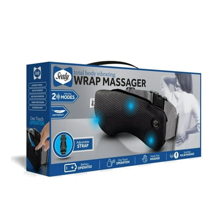 Sealy Portable Body Wrap Muscle Massager with Adjustable Strap, 2-Intensity Modes