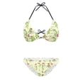 thumbnail image 2 of COEQINE Women's Triangle Bathing Suit Padded Top Allover Print Removable Pad Cheeky Bottoms Bikini Set Halter String Spandex 2 Piece Swimwear, Frog Butterfly Daisy Dragonfly Light Yellow, XL, 2 of 7