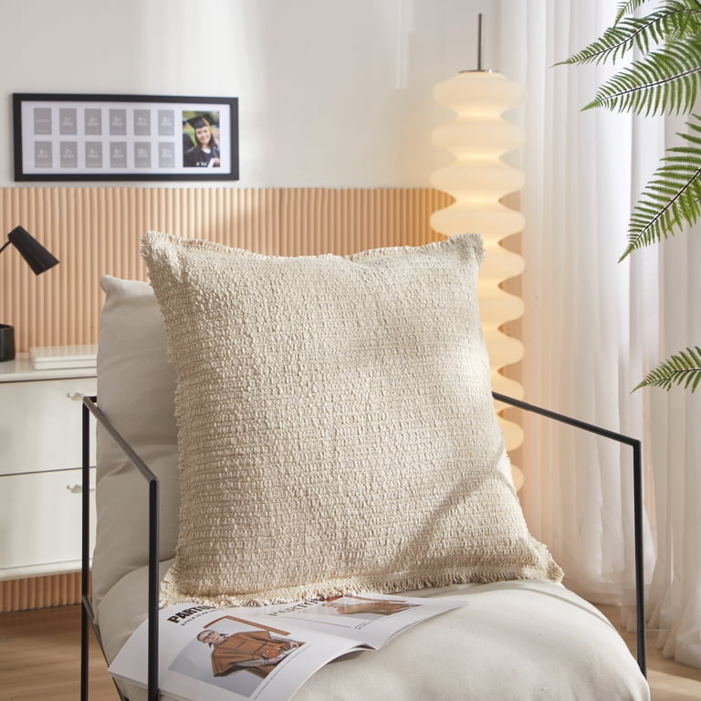 Sunny Decorative Throw Pillow, 22 x 22 Inches, Beige, 2-Pack photo 3
