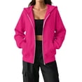 thumbnail image 2 of Hsovts Hot Pink Hoodies for Women Long Sleeve Hooded Sweatshirts Essentials Oversized Fleece Hoodie with Pocket Lightweight Pullover Hoodies S, 2 of 5
