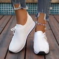 thumbnail image 3 of Pandaie Slip on Sneakers Women Walking Shoes Side Lace up Tennis Lightweight Breathable Mesh Nurse Orthopedic Workout Gym Sport Shoes (White,7), 3 of 7