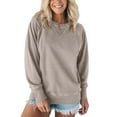 thumbnail image 2 of CLOISE Ladies Sweatshirts Long Sleeve Pockets Lightweight Crew Neck Tops Tunic Solid Color Pullover Casual Clothes, 2 of 5