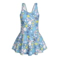 thumbnail image 4 of COEQINE Girls One Piece Swimsuit with Attached Liner, Scoop Neck V-Back Swim Dress for Swim Lessons, Polyester Spandex Bathing Suit for Girls 3-4 Year Olds, Easter Bunny Egg Star Floral Blue, 4 of 8