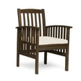 thumbnail image 3 of Pemberly Row Outdoor Dining Chair Traditional Slatted Gray Acacia Wood in Cream, 3 of 6