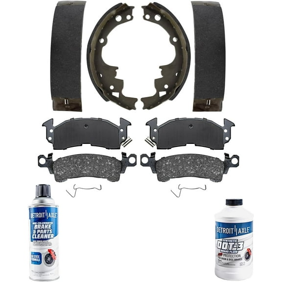 Detroit Axle - RWD Brake Kit for 1990-2002 Chevrolet Astro GMC Safari Front Ceramic Brake Pads Rear Semi-Metallic Brake Shoes 1991 1992 1993 1994 1995 1996 1997 1998 1999 2000 2001 Replacement