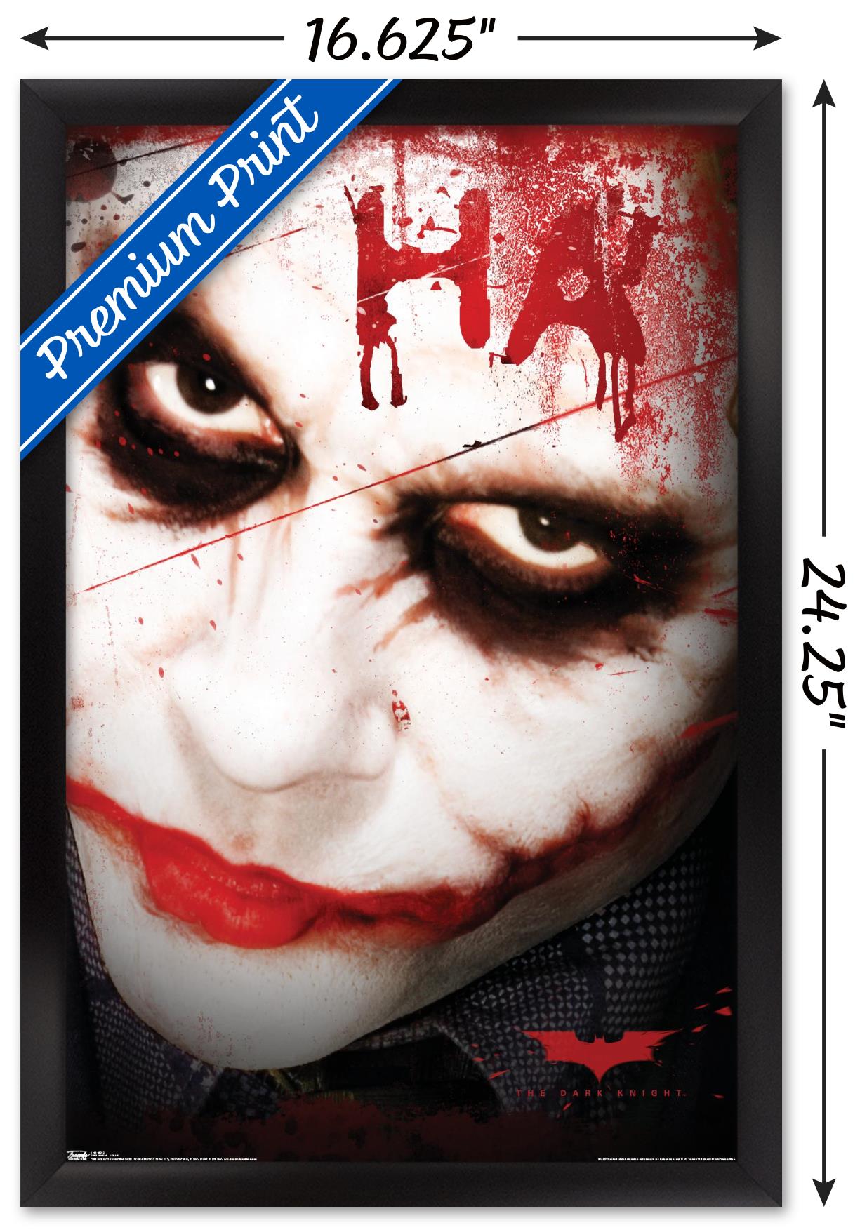 DC Comics Movie - The Dark Knight - The Joker Ha in Blood Wall Poster, 14.725" x 22.375", Framed