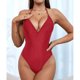 thumbnail image 2 of Trajes de Baño de Bikini de Mujer de Color Sólido Sexy Apretado, Poliéster de Corte Alto para la Piscina de Playa Y las Vacaciones de Verano, Cobertura Elegante, 2 of 9