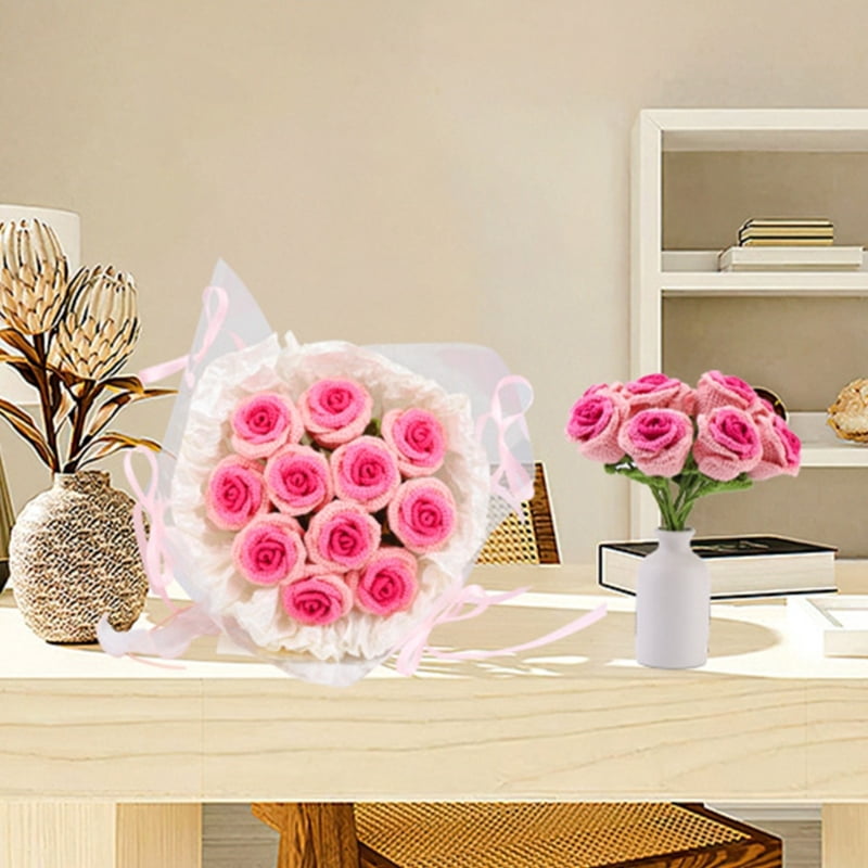 Crochet Flower Bouquet Set with Instruction and Knitting Accessory for Beginner