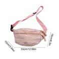thumbnail image 4 of AZXY Sling Crossbody Bag, Pink Lightweight Fabric Fanny Pack with Adjustable Strap, Casual Embroidered Waist Bag for Travel Daily Use, 4 of 7