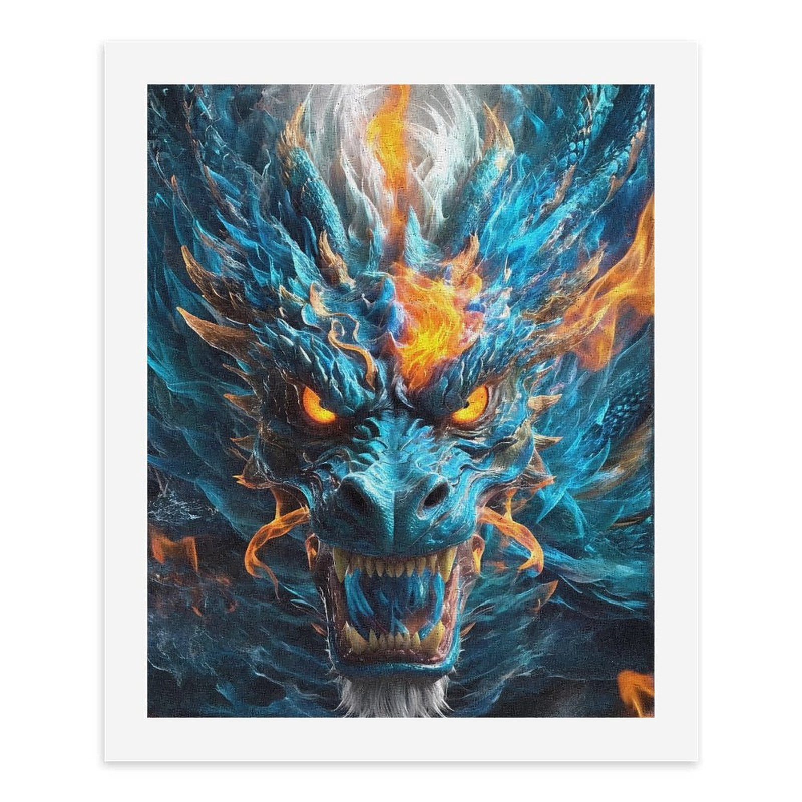 Paint By Numbers Kit for Adults Beginner - DIY Epic Fiery Blue Dragon Fantasy Canvas Painting Kits for Adults, Frameless Paint By Number for Adults for Home Wall Decor 16x20 Inch