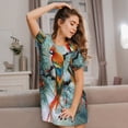 thumbnail image 3 of Haiem Exotic Birds Forest Print Women’s Short-sleeved Nightdress – Comfortable and Loose-Fit Sleepwear, Soft Cotton Sleep Shirt for Relaxing, Casual Nightdress, 3 of 6