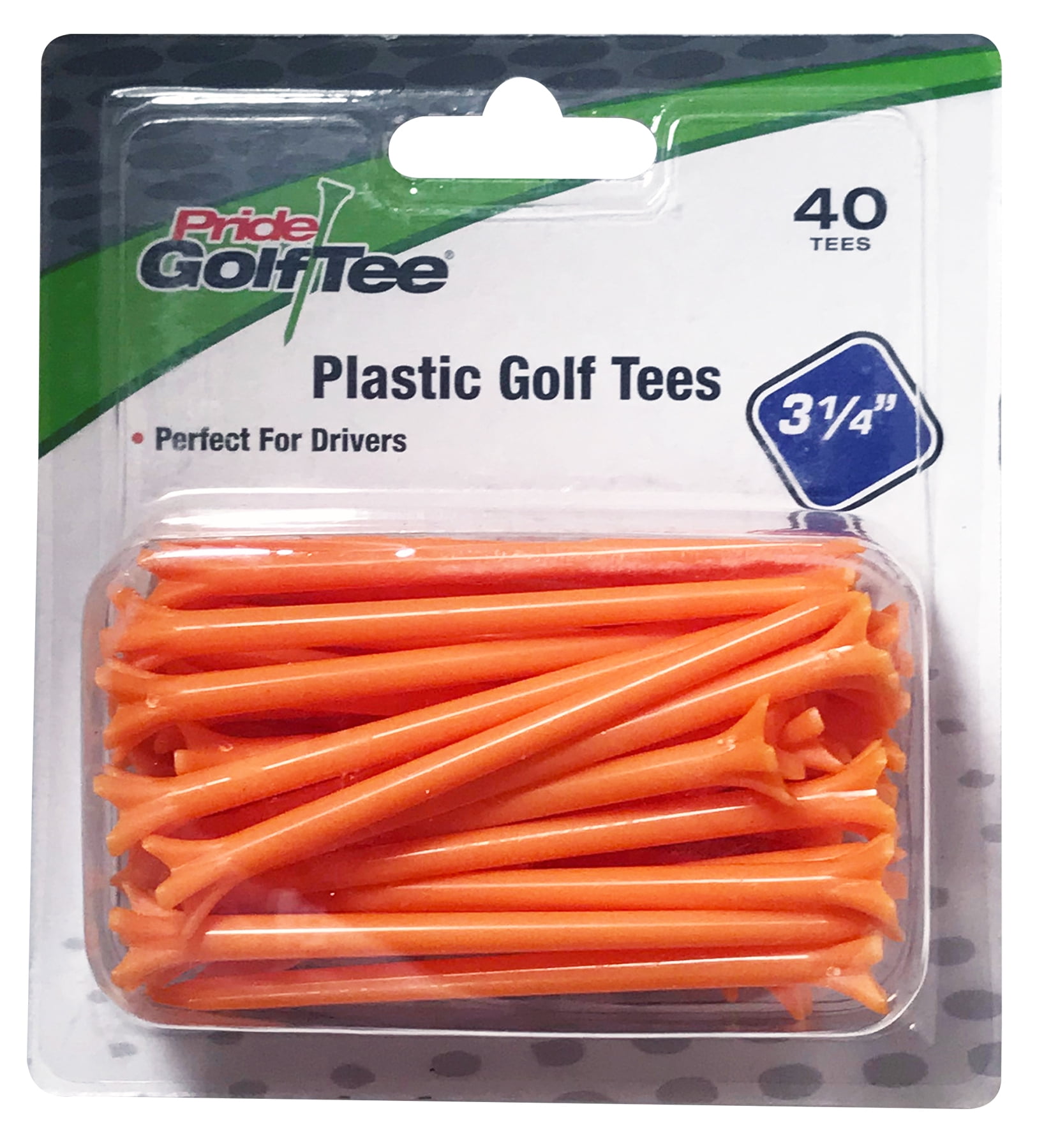 3-1/4' Pride Plastic Golf Tees, Citrus Orange (40 Count)