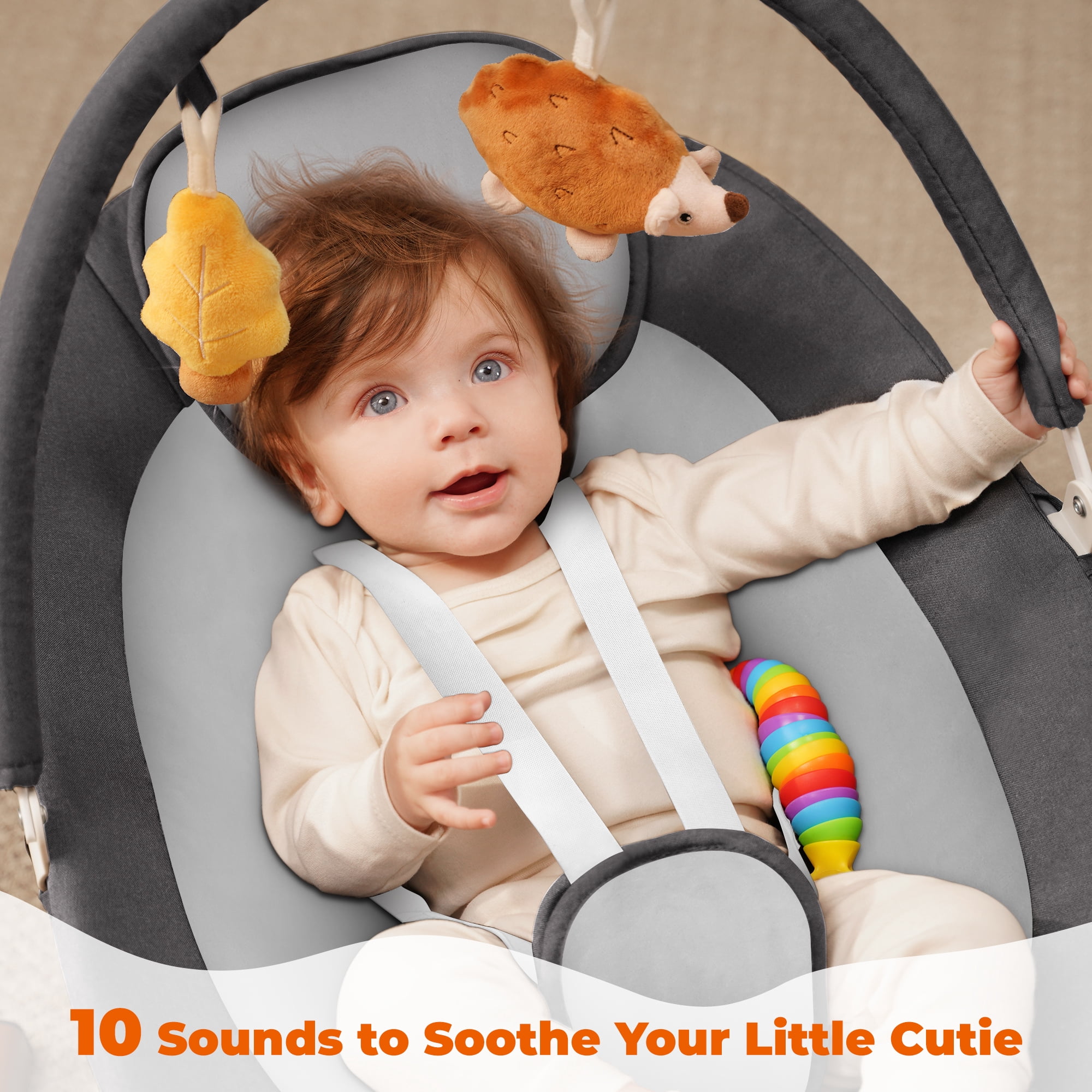 Babyeap Baby Swing for Infants, Electric Swing with 5 Swing Speeds and 10 Lullabies, Gray