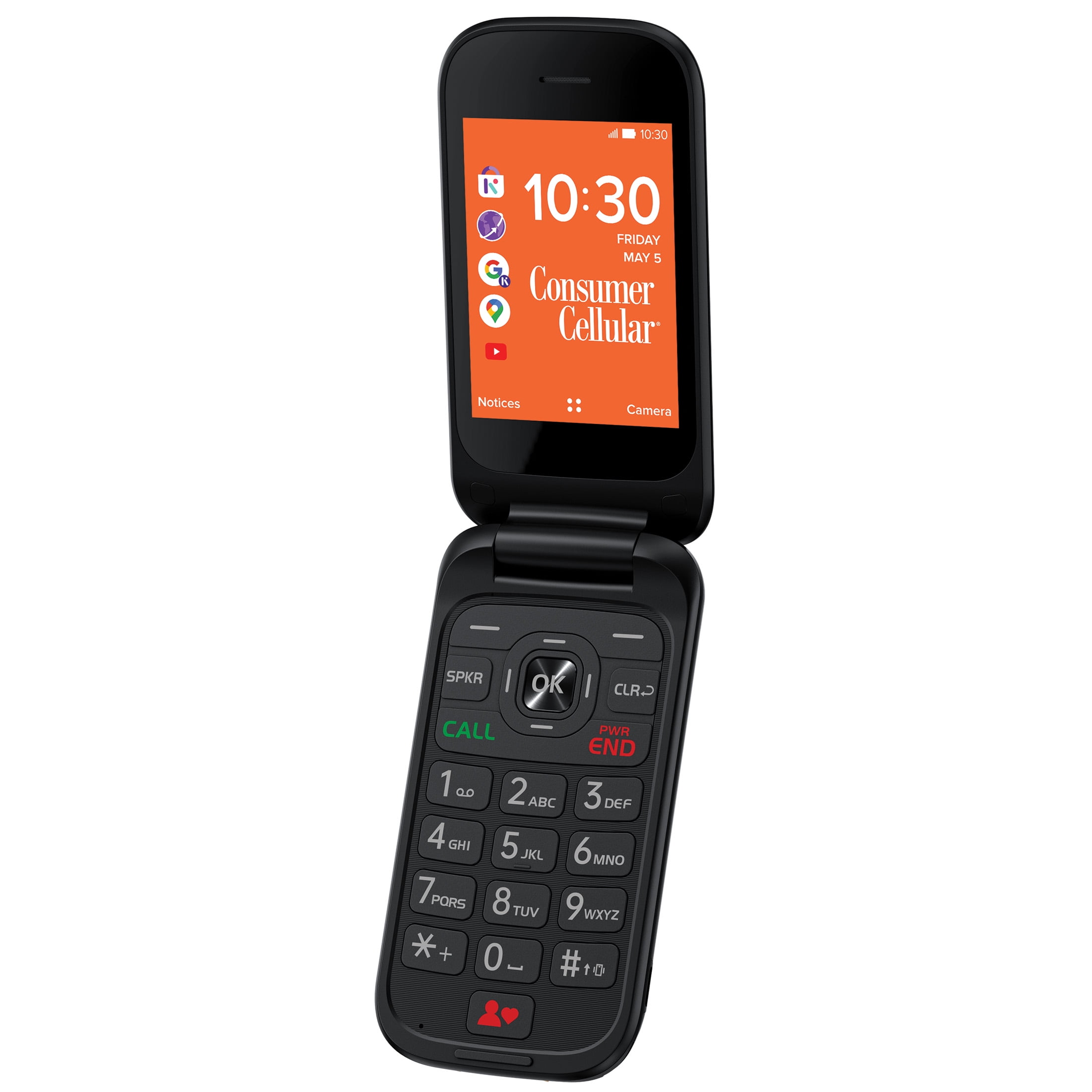 Consumer Cellular Iris, 8GB, Black - Flip Phone